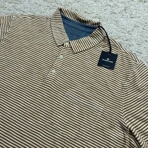 The Normal Brand Polo Shirt XXL Brown Striped Short Sleeve Pocket Bear New NWT